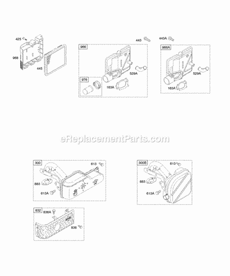 Air Cleaner Exhaust System Diagram and Parts List for 127605-0406-B1  Briggs and Stratton Engine
